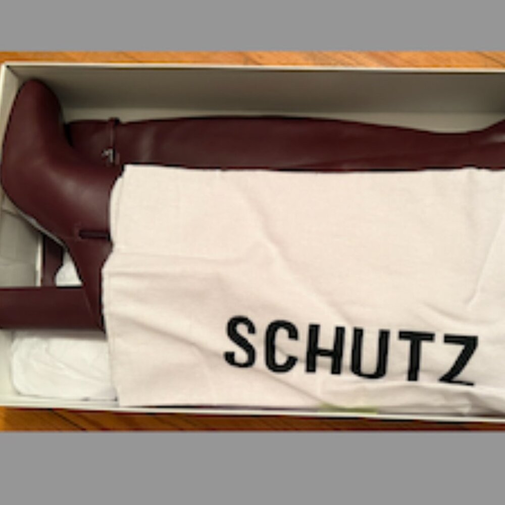 NWT - Schutz Austine Leather Boot In Vino Ruby - Picture 8 of 8